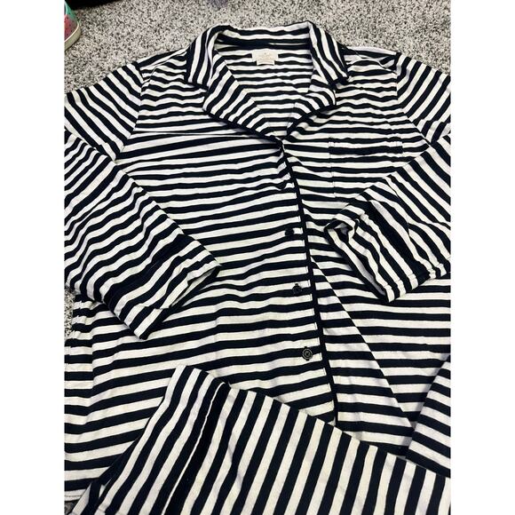 Kate Spade Black/White Stripe Long Pajama‎ Set, Women’s XL Cotton/Rayon Soft - Picture 3 of 13